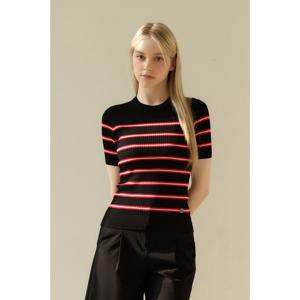 [엘르골프]25년 여름 여성 스트라이프 라운드 스웨터[6L43302]