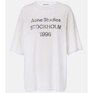 아크네 디스트레스드 로고 코튼 헴프 티셔츠 P01007186