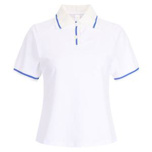 샵앤) 프리미엄 여성 배색 카라넥 스판 골프 반팔 티셔츠 LB-WSH-20633-화이트