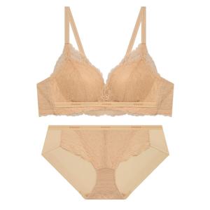 볼륨 메이커 레이스 노와이어 브라팬티세트 - 라이트피치