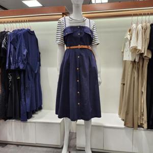 수스 HC04 스트라이프 배색 데님 원피스 S252BOP553