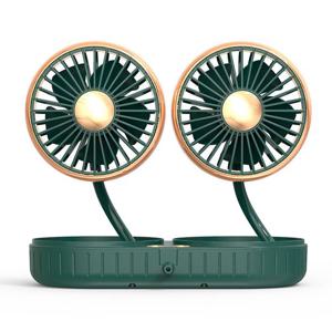 차량용 사무실용 듀얼 USB선풍기 3단 접이식 골드그린