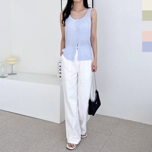 샵앤) 국산 여성 라운드 버튼 나시 니트 티셔츠 WDM-WKN-2LPPT1024