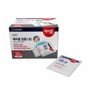 유한양행 해피홈 알콜스왑 100매 알콜 소독솜 알콜