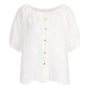 샵앤) 여성 라운드넥 플라워 리본 시스루 블라우스 MSE-WBL-20641-아이보리