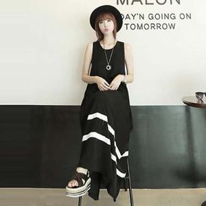 샵앤) 여성 밑단포인트 체형커버 바캉스룩 민소매 맥시 롱원피스 WON-WDR-W64B6B4