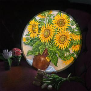 아트박스/꾸밈 nh672-LED액자45R_화병에담긴해바라기