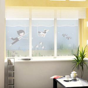 아트박스/꾸밈 ik403_m-무점착유리시트_강아지와바다속탐험_글라