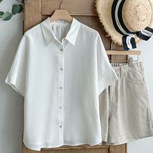 샵앤) 국산 여성 카라넥 5부소매 여름 블라우스 REI-WBL-4459-아이보리