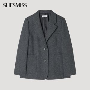 [쉬즈미스] 울 블렌드 하운드 체크 자켓_SWWJKP32050_DG