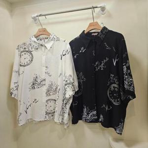 스테파니 HC07 썸머 레터링 시계 프린팅 남방 A25SH5239