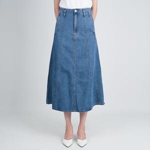 [게스]게스 여성 청치마 롱 플레어 스커트 미디엄블루 YO2D6553