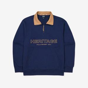 [휠라]빅로고 면혼방 반집업 맨투맨 (FS2POF3106X_NAY)