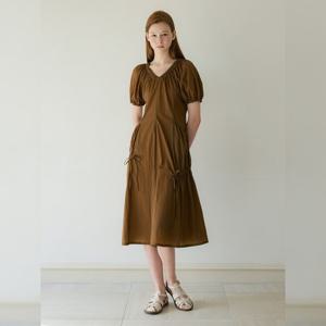 [올리브데올리브]리본장식 슬림핏 포켓 v넥 원피스(OW5MO601)