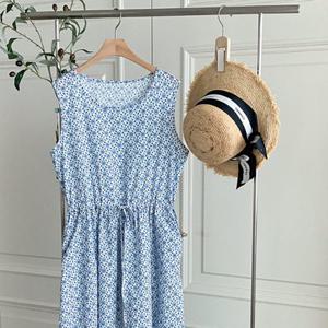 샵앤) 여성 라운드 허리조절 민소매 바캉스 비치 롱원피스 BONG-WDR-4647-아이보리