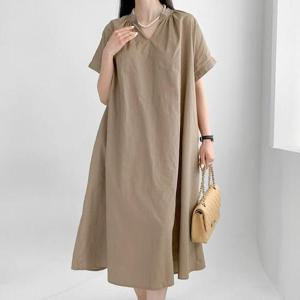 빅사이즈 506 플리캡소매린넨원피스 DGLU782