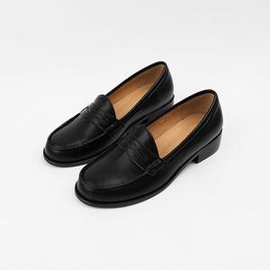 [신난다슈]여성 로퍼 단화 3cm 플랫 구두 슬립온 통굽 발편한 쿠션 낮은굽 FL257024 블랙