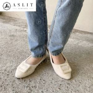 [애슬릿] 안감 기모 전체 퍼 스틸레토 플랫 슈즈