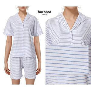 [바바라(언더웨어)]면 스트라이프 3부 반팔 여성잠옷AWP4597S
