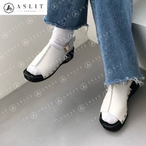 [애슬릿] 토 오픈 사이드 찡 통굽 키높이 슬링백 샌들