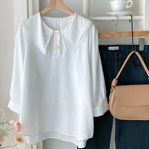 샵앤) 여성 두겹세일러 얇은 6부소매 블라우스 BONG-WBL-4710-아이보리