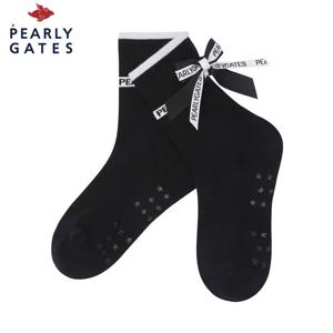 [파리게이츠] 파리게이츠 여성 배색 백 리본 논슬립 중목 양말 521E3SC004_BK