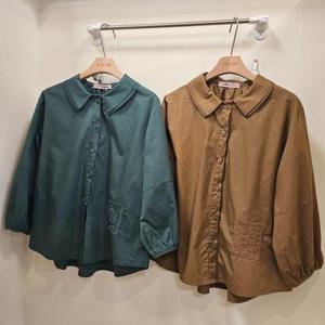 스테파니 HC07 이중카라 벌륜 칠부소매 블라우스 A25SH5310