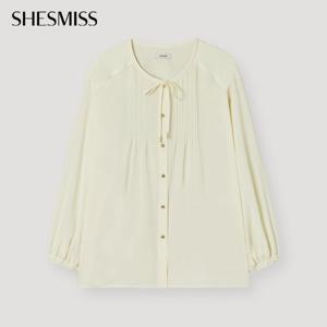 [쉬즈미스] 라운드 핀턱 블라우스_SWWBLP32040_IV