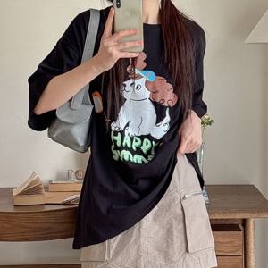 나야홍 / 빅사이즈 507 해피썸머큐티도그티셔츠 DLIU971