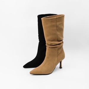 [신난다슈]여성 미들 부츠 힐 8cm 2종 여자 스틸레토 하이힐 미디 부츠 스웨이드 NF252457S