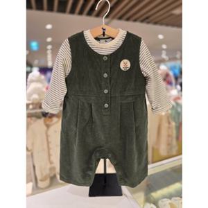 [블루독베이비] 25 FW(그린)코듀로이 세트형 우주복(45A1360103)백일 돌 조카 선물 멜빵바지 유아 아가옷 (