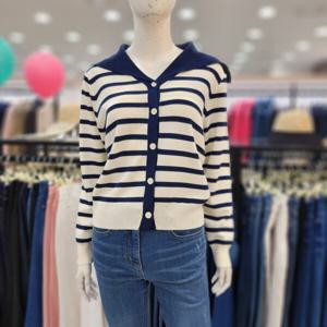 [조이너스]여성 캐주얼 24신상 니트 숏 가디건 스트라이프 JEU5W
