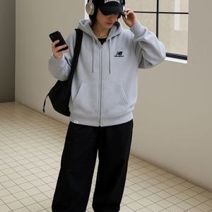 [뉴발란스 주니어]NB 뉴발란스 에센셜 플리스 공용 후드집업 자켓 그레이 NBMDD41013-AC