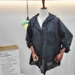 [비지트인뉴욕]오버사이즈 후드 롤업 블라우스셔츠 VB4LS41_US