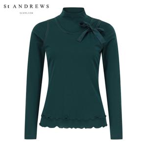 [세인트앤드류스] 여성 탈착 스트랩 프릴 헴 레이어 티셔츠 821E3TR104_GN