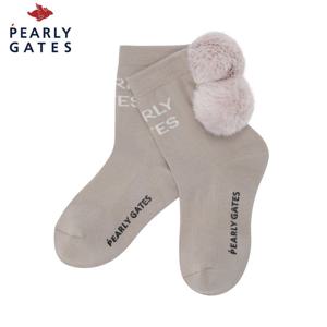 [파리게이츠] 파리게이츠 여성 탈착 폼폼 배색 로고 중목 양말 521E3SC003_BG