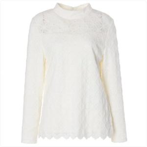 [벨리시앙]레이스 하이넥 목선 블라우스 BL4409