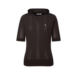 헤지스 골프 여성 25FW 브라운 여성 5부 후디 반팔 스웨터 HWSW5C512W3