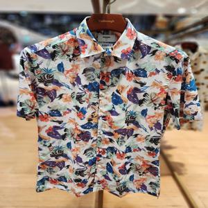 [레노마] 수입원단 트로피칼 프린트  슬림핏 반소매 ROUSL1370OR