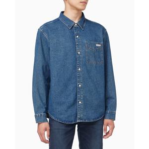 CK진  남성 레귤러핏 클래식 하버블루 워시 긴팔 데님 셔츠(4RD764G)