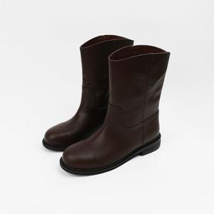 [신난다슈]여성 미들 부츠 3cm 여자 하프 플랫 미디 부츠 발편한 통굽 FL257012 브라운