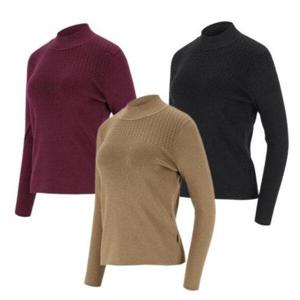 [엘르골프]꽈배기 골지 믹스 목크넥 스웨터6K63401