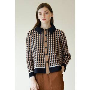 [요이츠]반원 프린트 카라 플리츠 자켓 베이지_YJ08WNPJK05