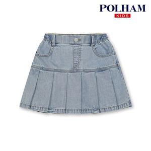 [폴햄키즈][폴햄키즈] 시그니처 여아 데님 플리츠 스커트_PKD4DR