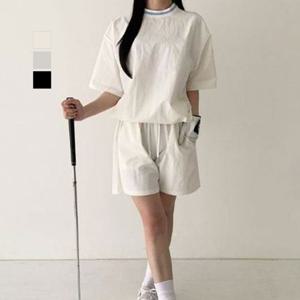 럭스골프 여성 라운드넥 아노락 반팔 셋업 PF4M901W