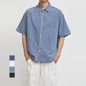 럭스골프 남녀공용 스트리트 릴렉스드 데님 반팔 셔츠 SQ25M401