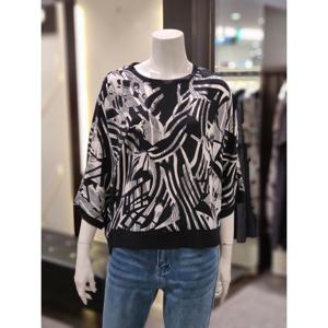 [트리아나]MARIO소고 프린트 루즈핏 5부소매 블라우스AL2BA19