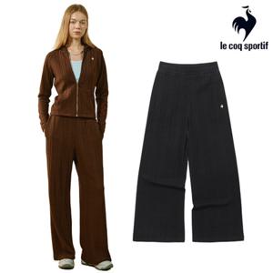 [르꼬끄] 여성 와이드핏 케이블 자가드 팬츠 QQ322OFP91_BLK