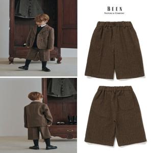 [빈]BZ61PT02BN 브라운 헤링본 울 반바지