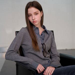 WOMAN 체크 셔츠 레이어드 가디건 [2COL] / WBE3L04530